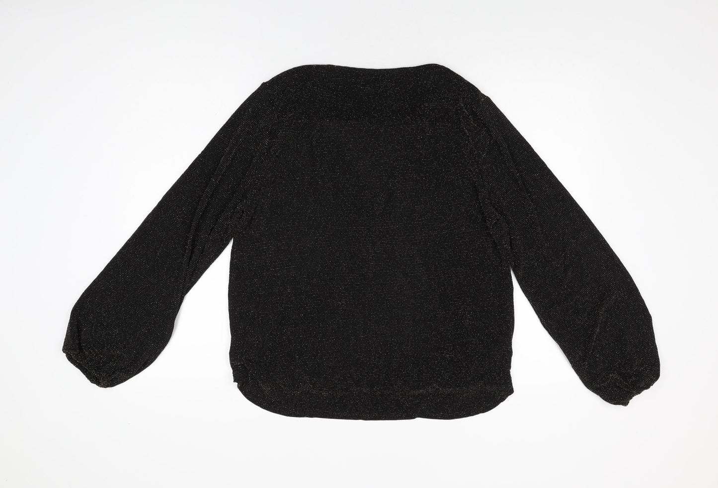 If By Sea Womens Black Geometric Nylon Basic Blouse Size XL V-Neck