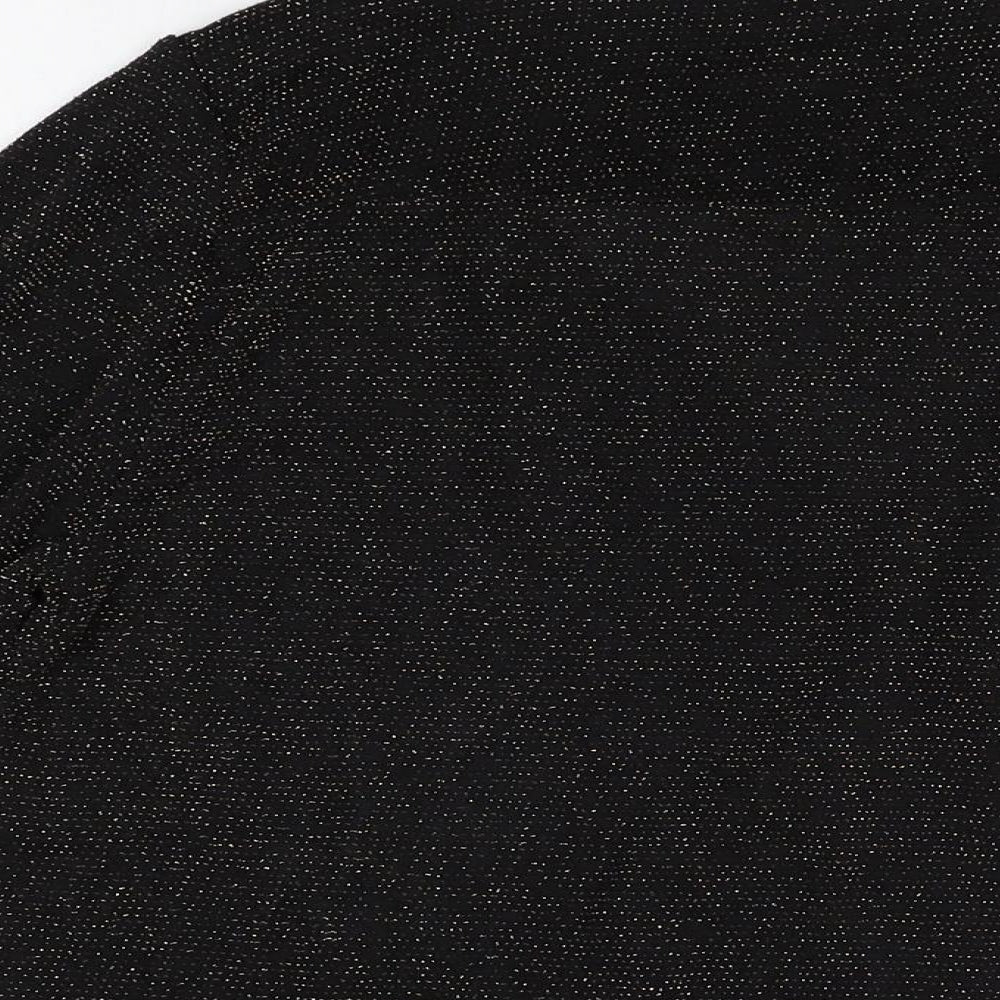 If By Sea Womens Black Geometric Nylon Basic Blouse Size XL V-Neck