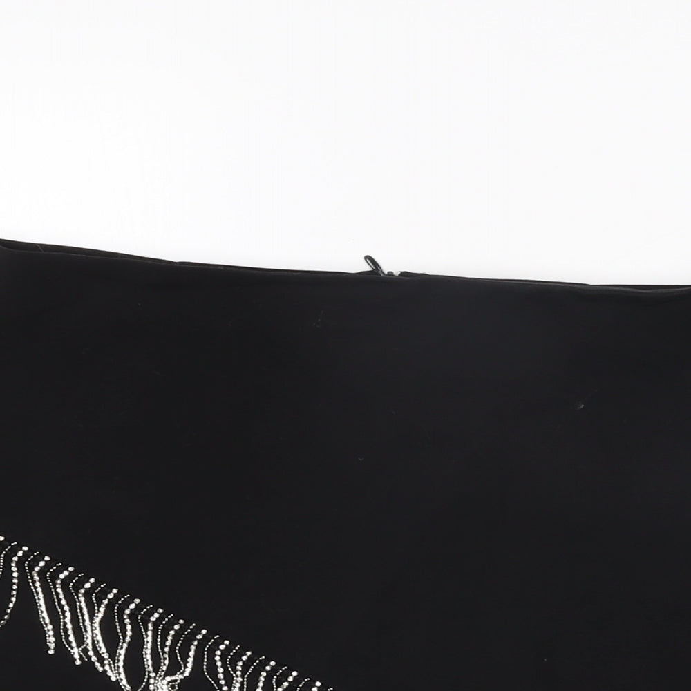 Zara Womens Black Polyester Mini Skirt Size L Zip