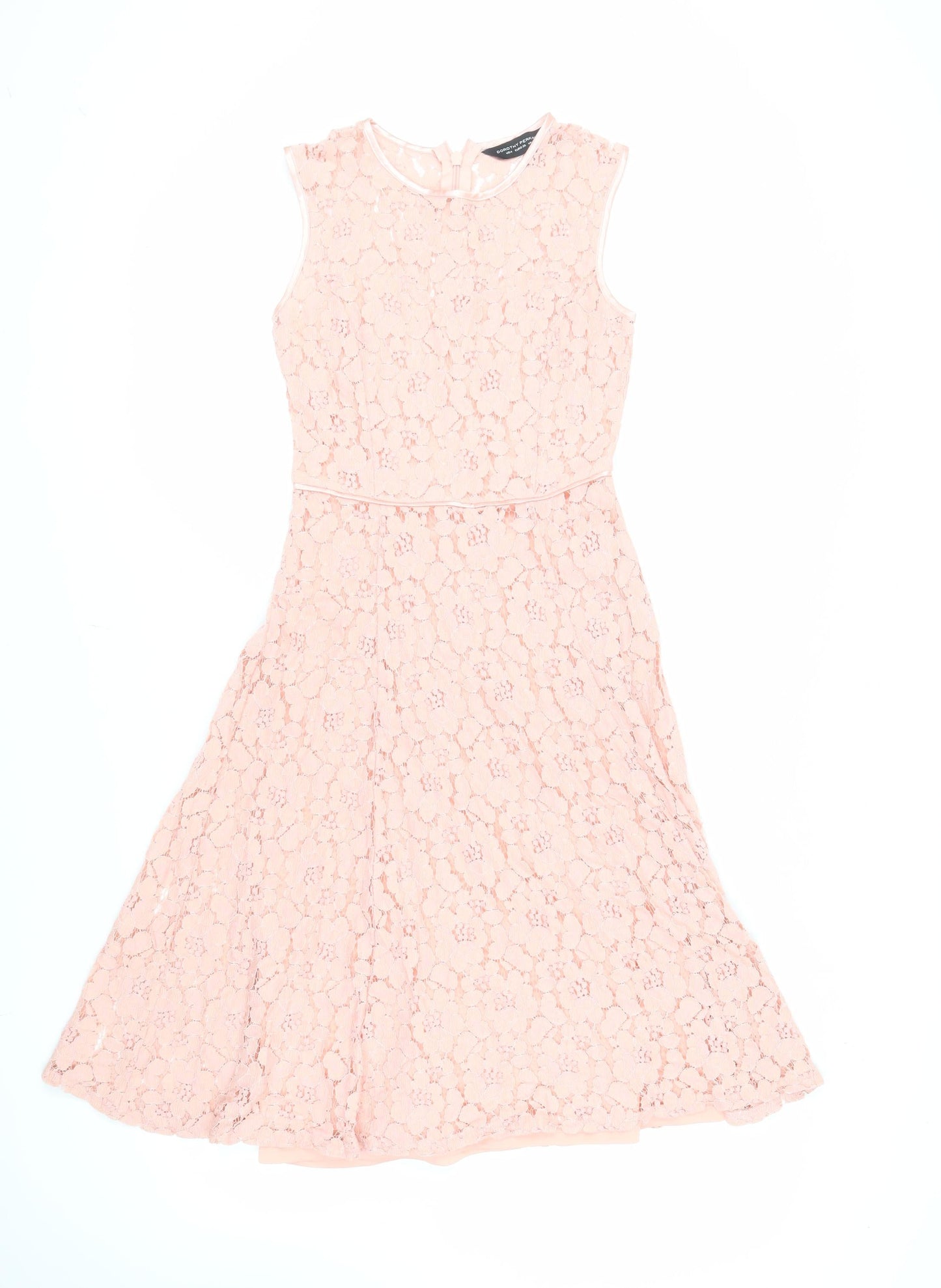 Dorothy Perkins Womens Pink Nylon Fit & Flare Size 8 Round Neck Zip