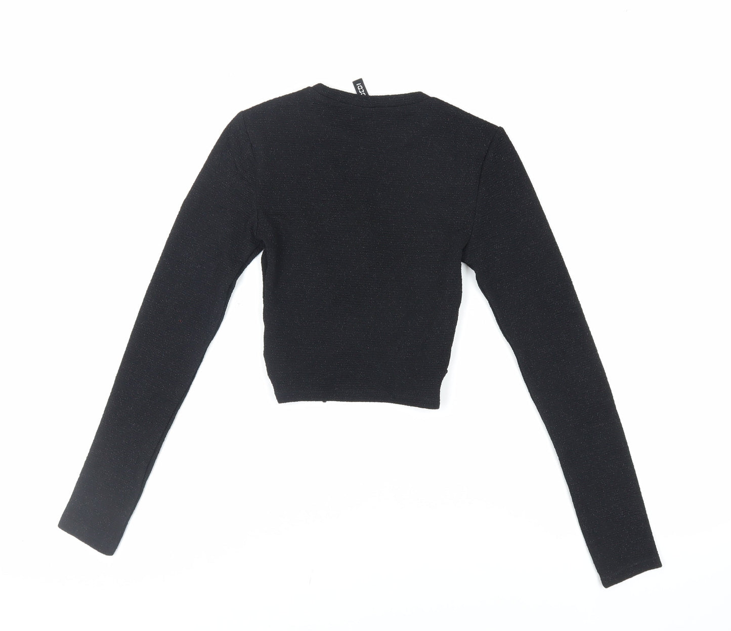 Divided by H&M Womens Black Polyester Cropped Blouse Size XS Crew Neck