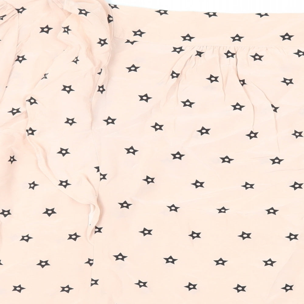 Alice Temperley Womens Pink Geometric Viscose Basic Blouse Size 16 Square Neck - Ruffles