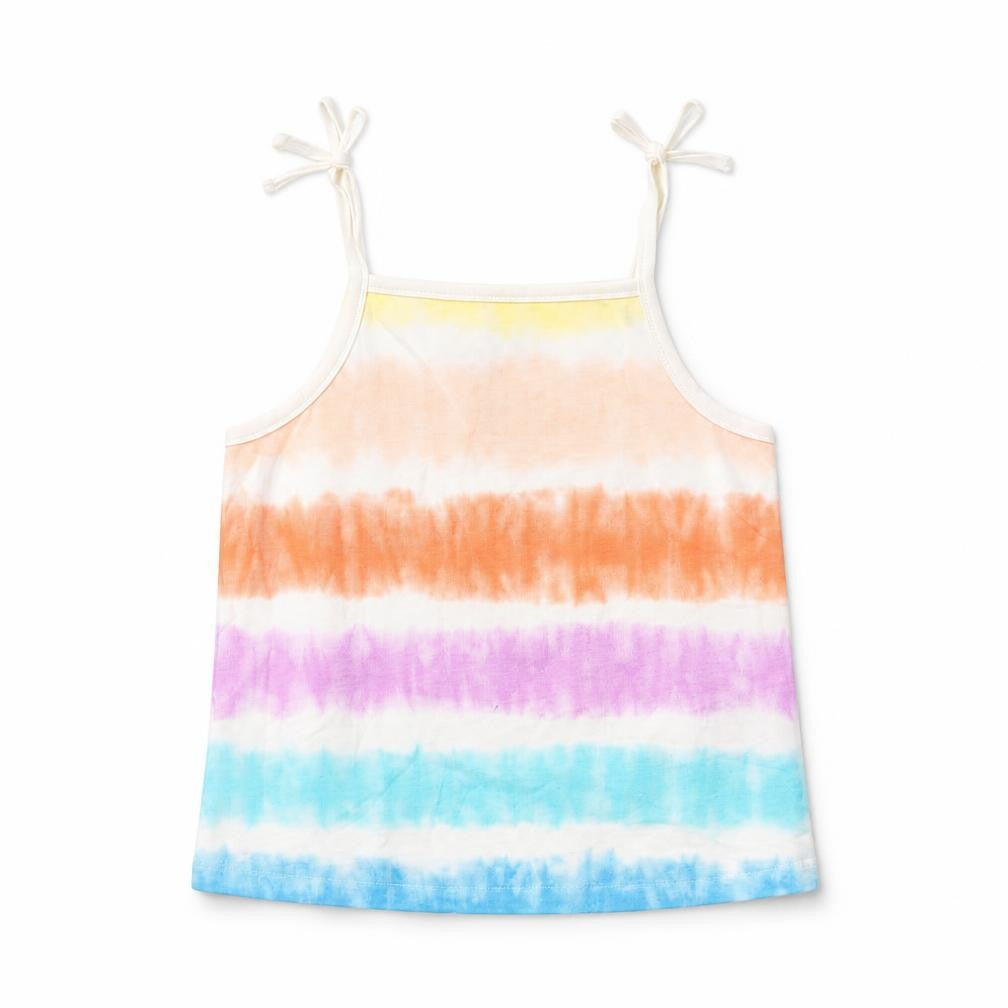 Marks and Spencer Girls Multicoloured Striped Cotton Camisole Tank Size 3-4 Years Square Neck Pullover