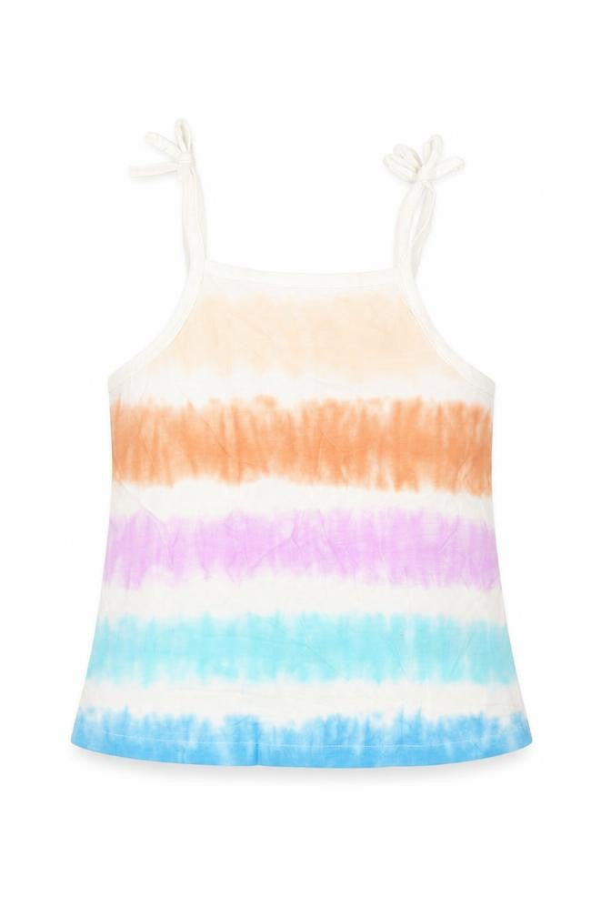 Marks and Spencer Girls Multicoloured Striped Cotton Camisole Tank Size 3-4 Years Square Neck Pullover