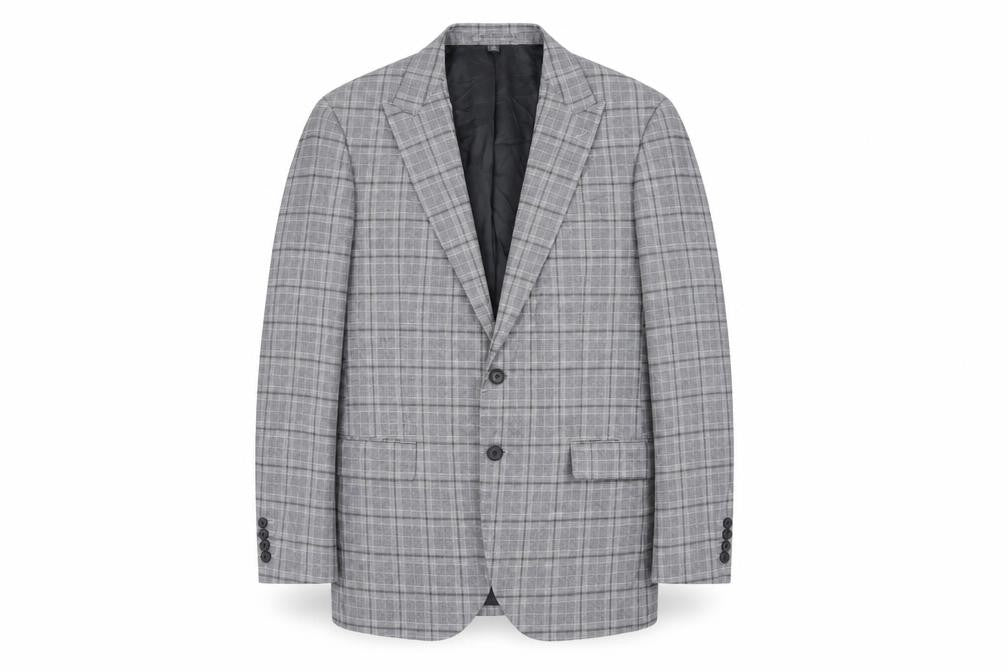 Marks and Spencer Mens Grey Plaid Polyester Jacket Blazer Size 42 Regular