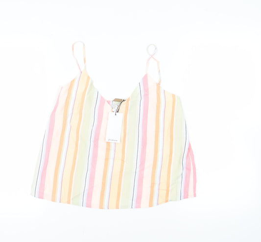 Stradivarius Womens Multicoloured Striped Viscose Camisole Tank Size M V-Neck
