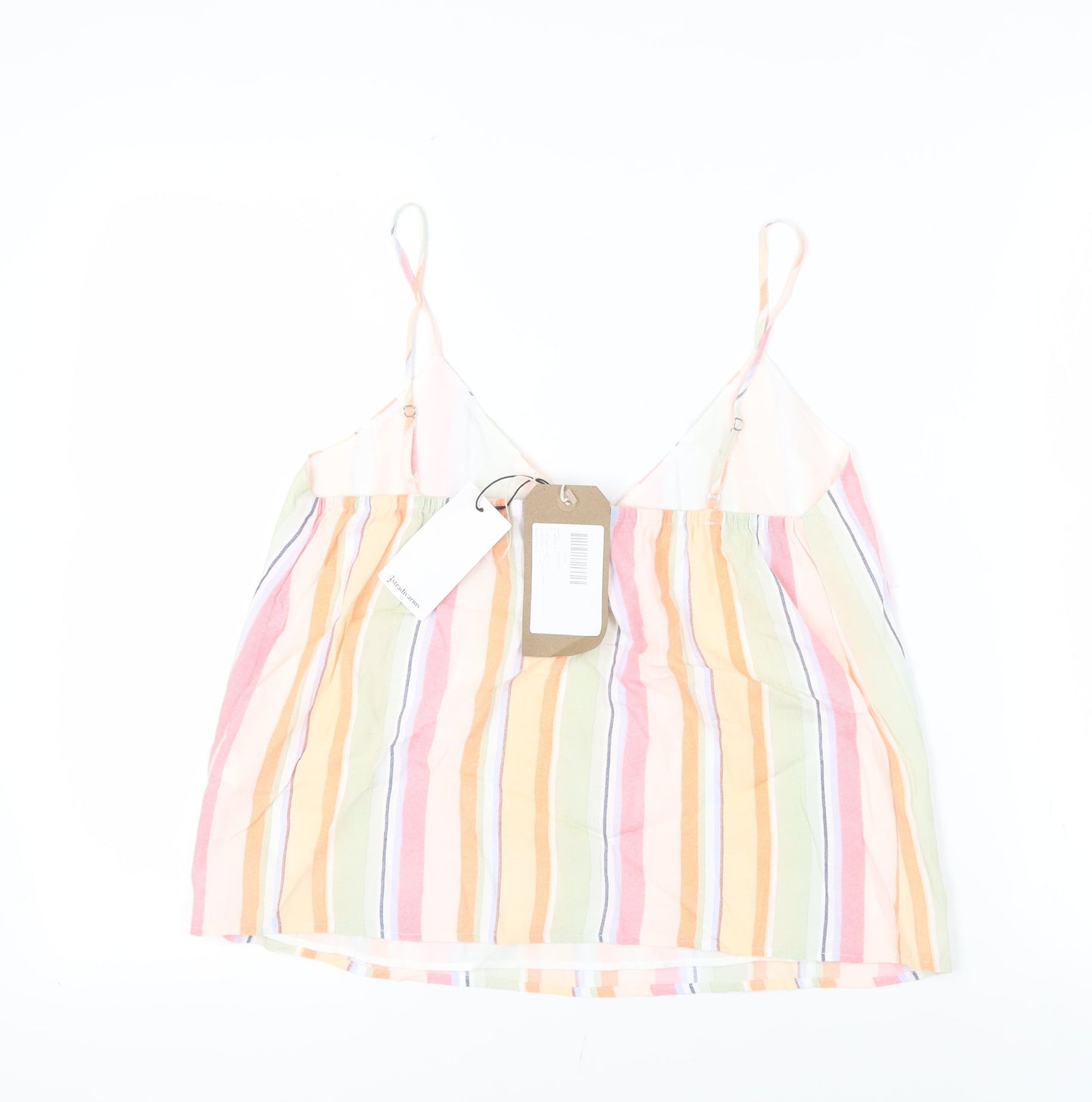Stradivarius Womens Multicoloured Striped Viscose Camisole Tank Size M V-Neck
