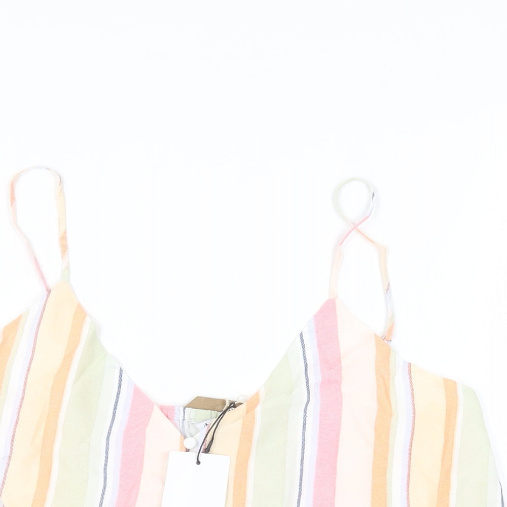Stradivarius Womens Multicoloured Striped Viscose Camisole Tank Size M V-Neck