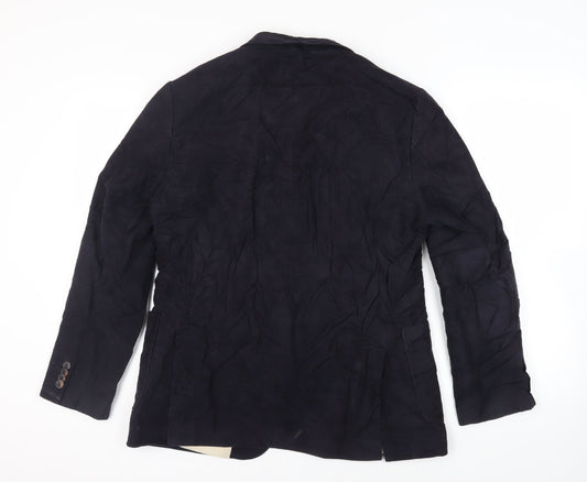 RJR.John Rocha Mens Blue Polyester Jacket Blazer Size 38 Regular
