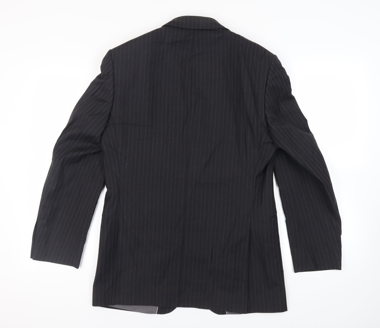 Marks and Spencer Mens Black Striped Polyester Jacket Suit Jacket Size 38 Regular