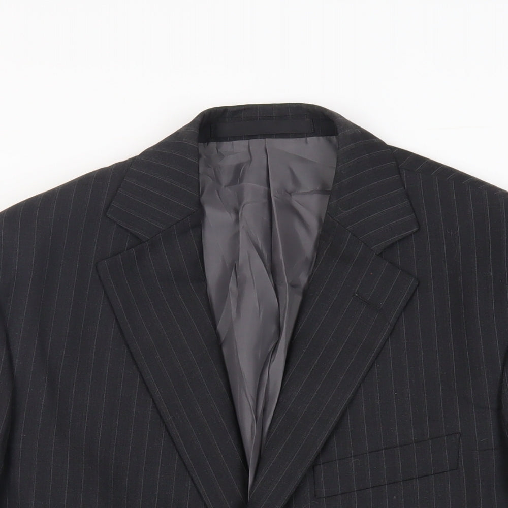 Marks and Spencer Mens Black Striped Polyester Jacket Suit Jacket Size 38 Regular