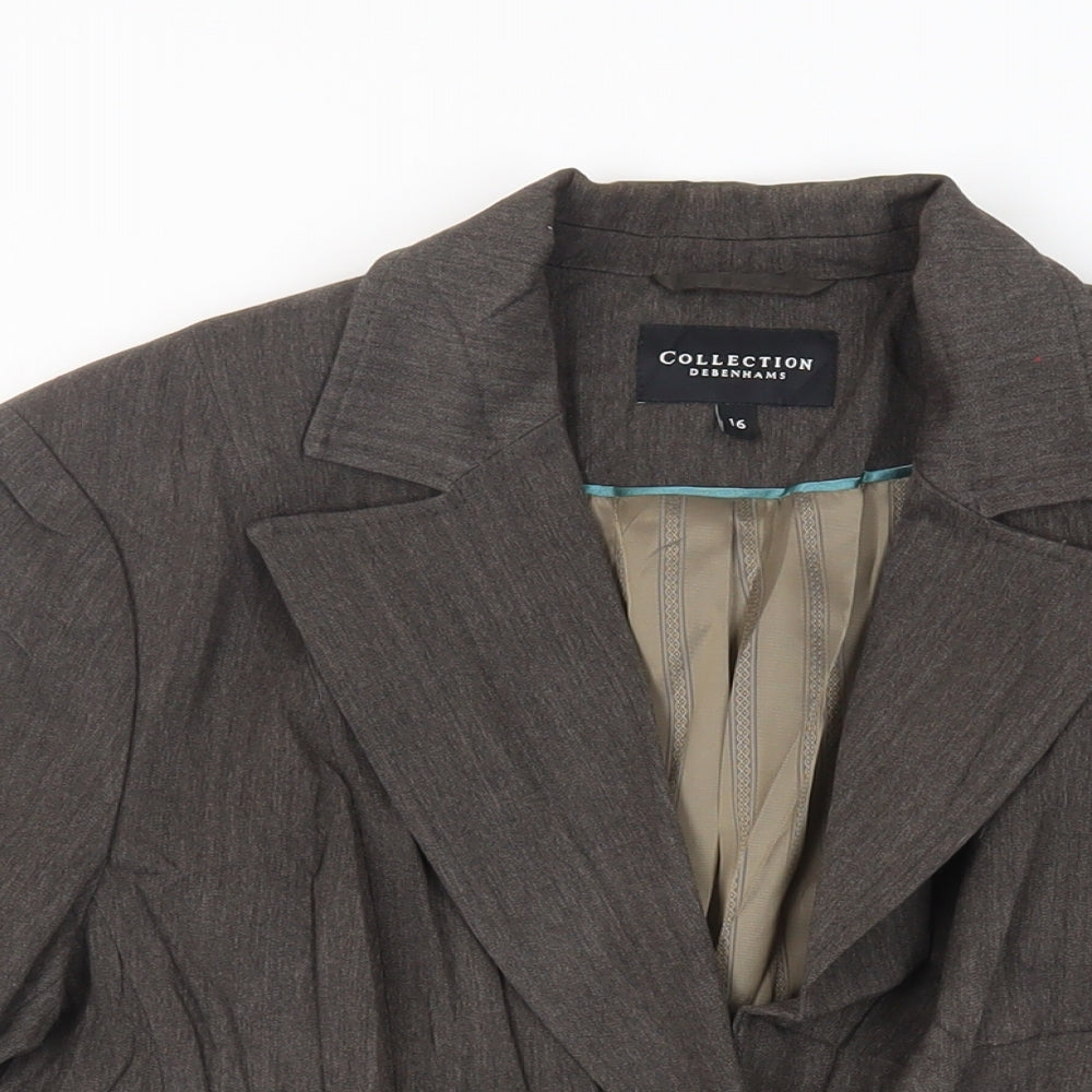 Debenhams Womens Brown Jacket Blazer Size 16 Button