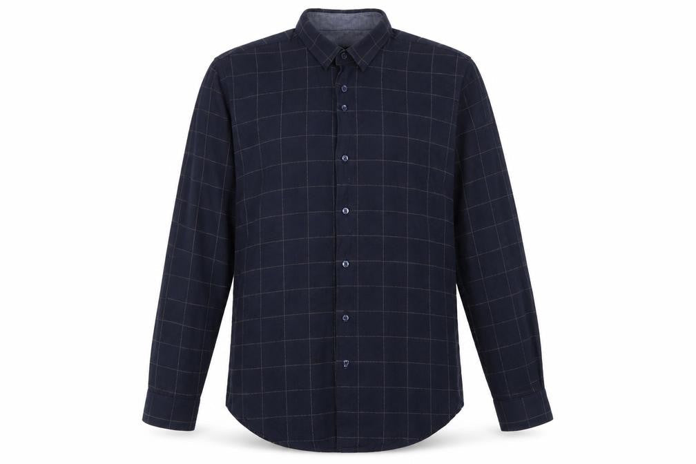 Zara Mens Blue Check Cotton Button-Up Size L Collared Button