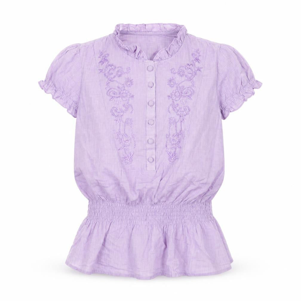 Febre Moda Womens Purple Cotton Basic Button-Up Size L Round Neck
