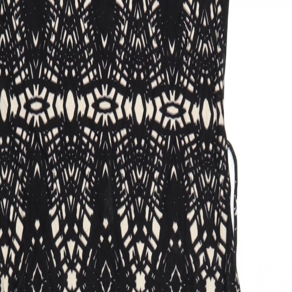 Wallis Womens Black Geometric Viscose Bodycon Size S Scoop Neck Pullover