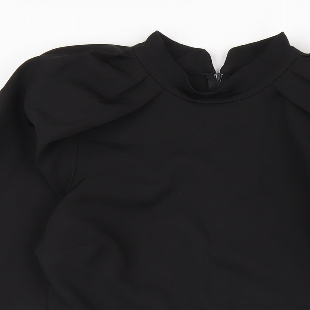 ASOS Womens Black Polyester A-Line Size 12 Mock Neck Zip