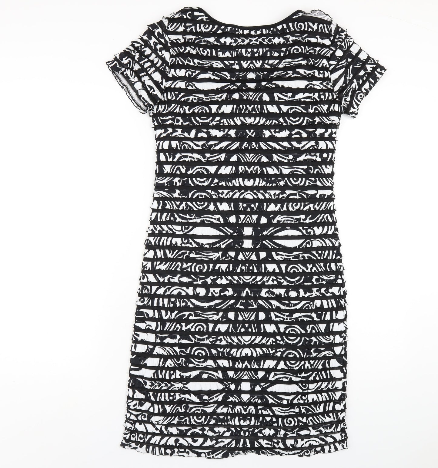 Ronni Nicole Womens Black Geometric Polyester Bodycon Size 8 Round Neck Pullover