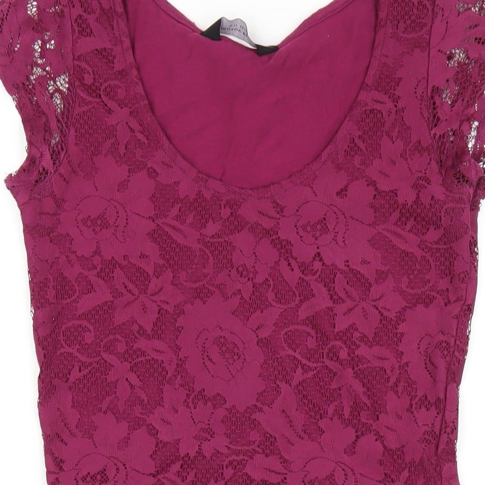 Dorothy Perkins Womens Purple Polyester A-Line Size 6 Round Neck Pullover