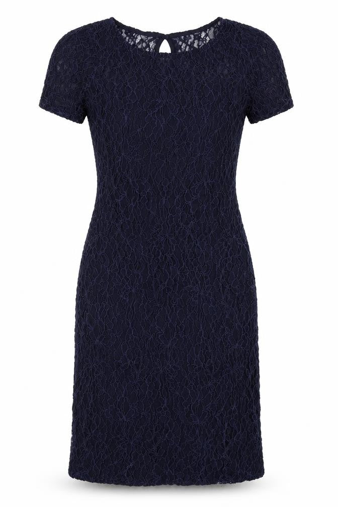 Solo Womens Blue Cotton Bodycon Size 8 Round Neck Button