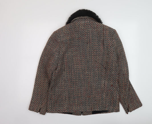 Slimma Womens Multicoloured Geometric Jacket Size 12 Zip