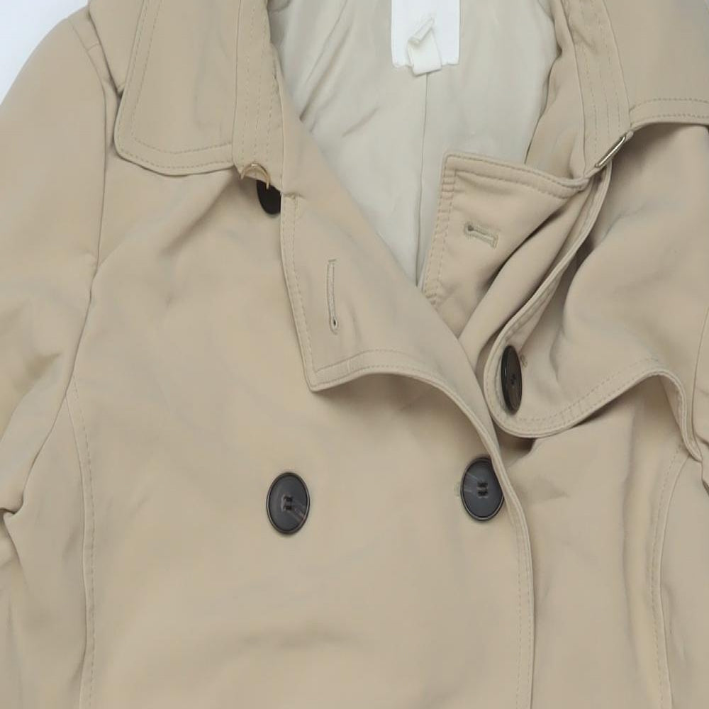 H&M Womens Beige Overcoat Coat Size 12 Button