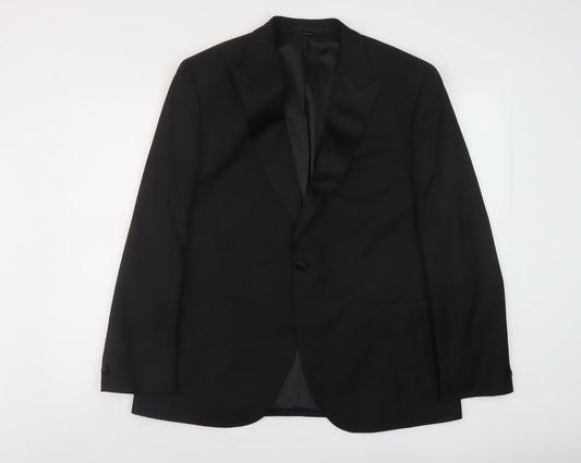 Marks and Spencer Mens Black Polyester Jacket Suit Jacket Size 44 Regular