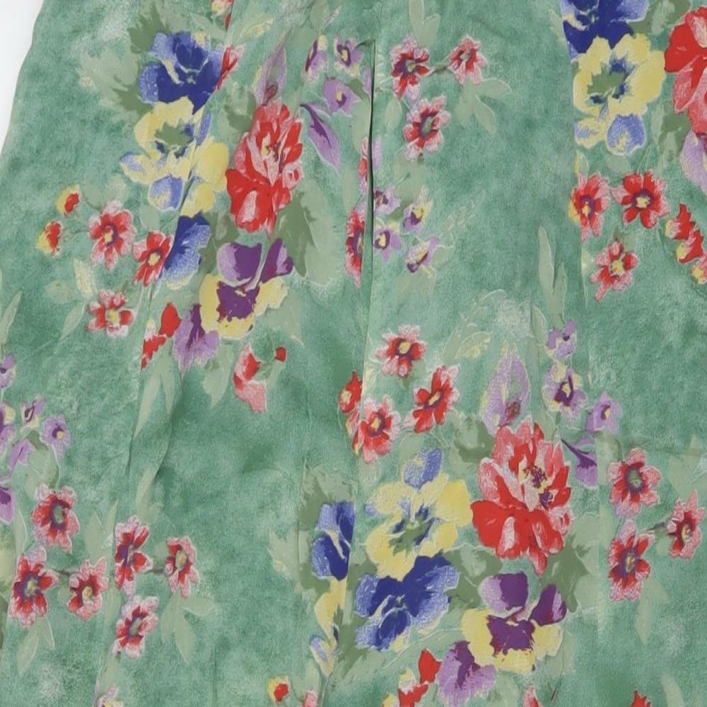 Bianca Womens Green Floral Polyester A-Line Skirt Size 30 in Zip