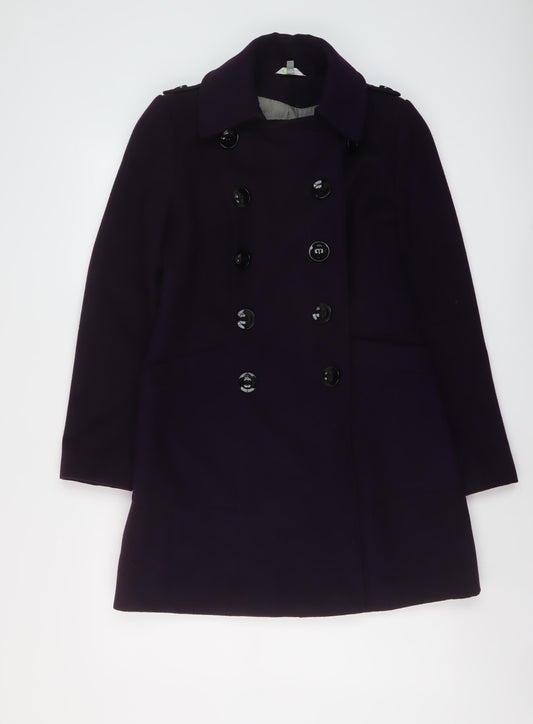 Marks and Spencer Womens Purple Overcoat Coat Size 8 Button