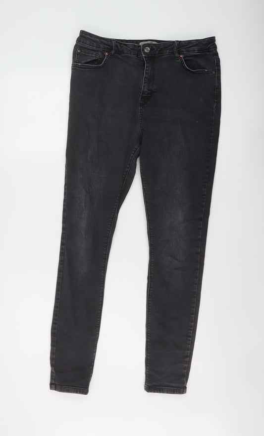 Denim & Co. Womens Grey Cotton Skinny Jeans Size 16 L29 in Regular Button