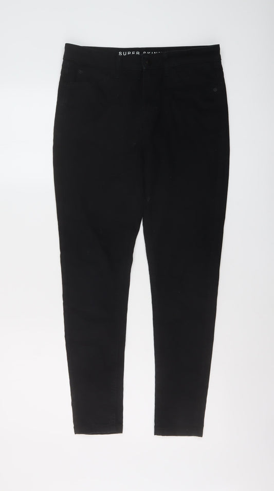 Marks and Spencer Womens Black Cotton Skinny Jeans Size 12 L27 in Regular Button