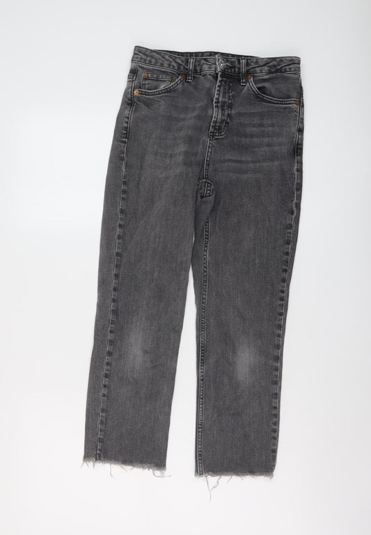 Topshop Womens Grey Cotton Straight Jeans Size 26 in L24 in Regular Button