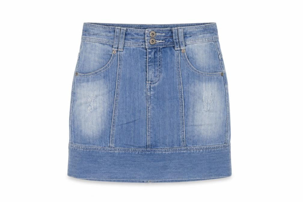 Casual Denim Womens Blue Cotton Mini Skirt Size 8 Button