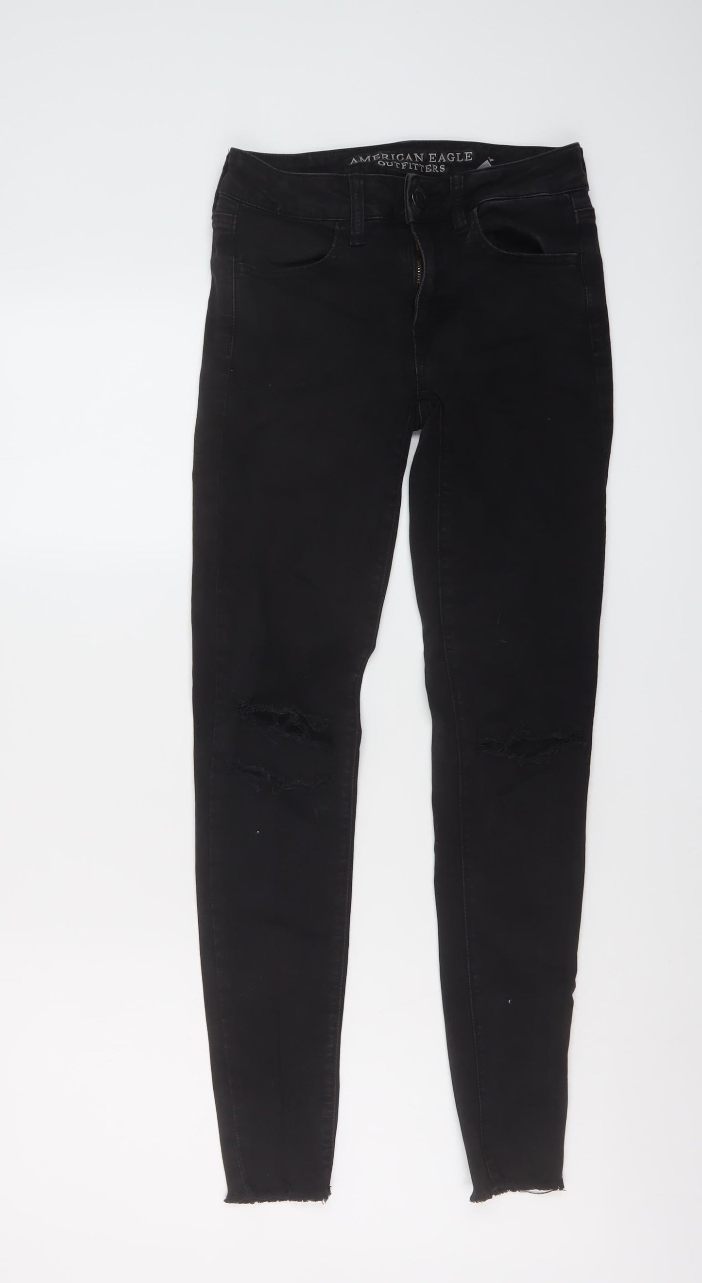 American Eagle Outfitters Womens Black Cotton Skinny Jeans Size 6 L29 in Regular Button