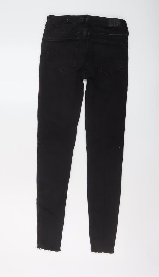 American Eagle Outfitters Womens Black Cotton Skinny Jeans Size 6 L29 in Regular Button