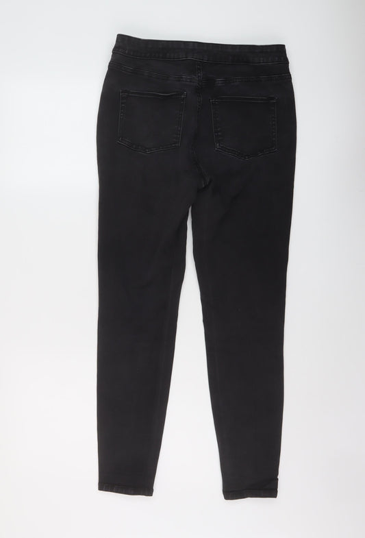 TU Womens Grey Cotton Skinny Jeans Size 14 L27 in Regular Button