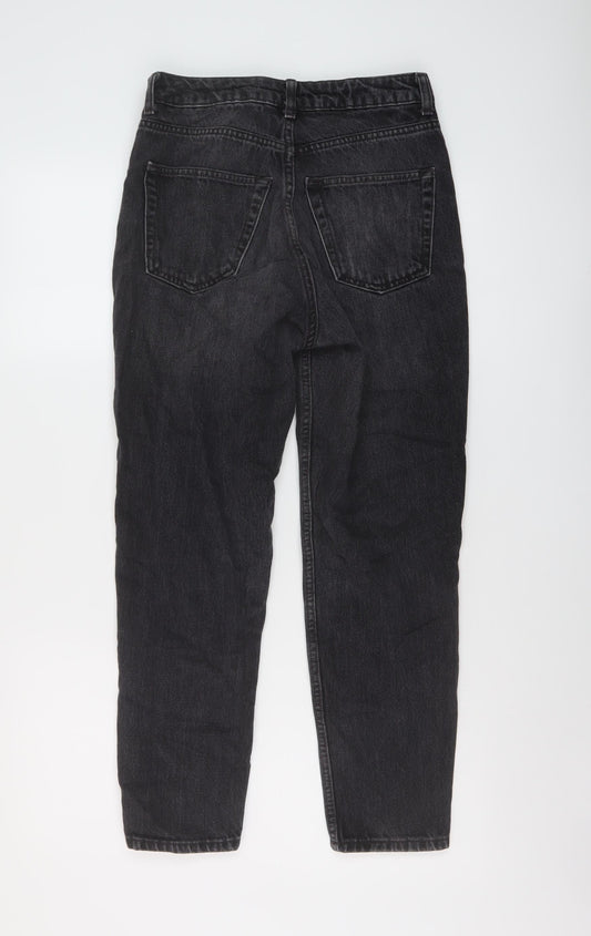 Topshop Womens Grey Cotton Mom Jeans Size 26 L26 in Regular Button