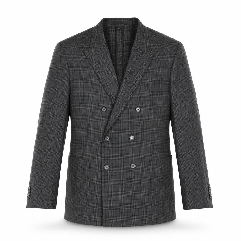 Marks and Spencer Mens Grey Check Polyester Jacket Suit Jacket Size 44 Regular - Unlined
