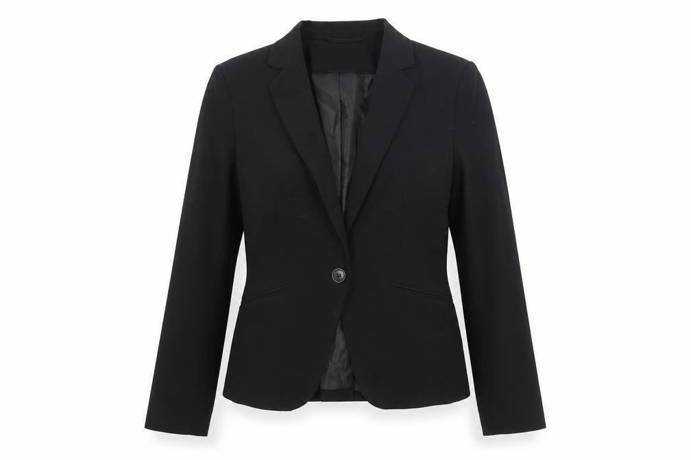 H&M Womens Black Polyester Jacket Suit Jacket Size 8