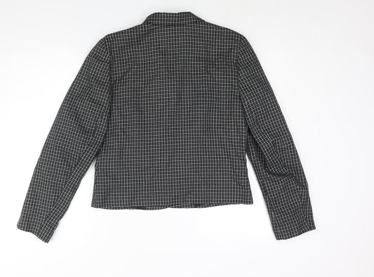 New Look Womens Black Check Jacket Size 14 Button
