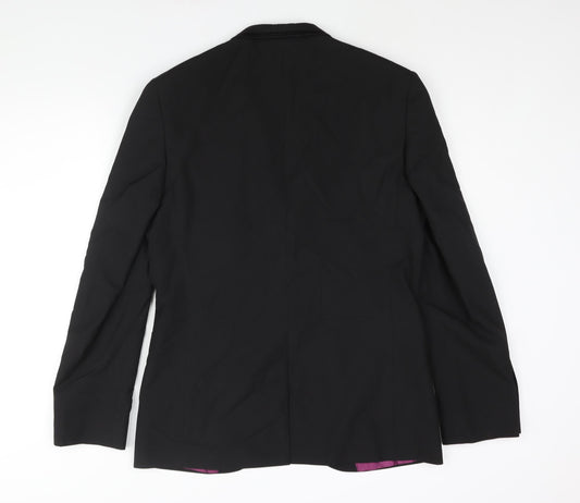Marks and Spencer Mens Black Polyester Tuxedo Suit Jacket Size 40 Regular - Satin Trim