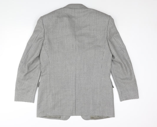 Canali Mens Grey Geometric Wool Jacket Suit Jacket Size 42 Regular