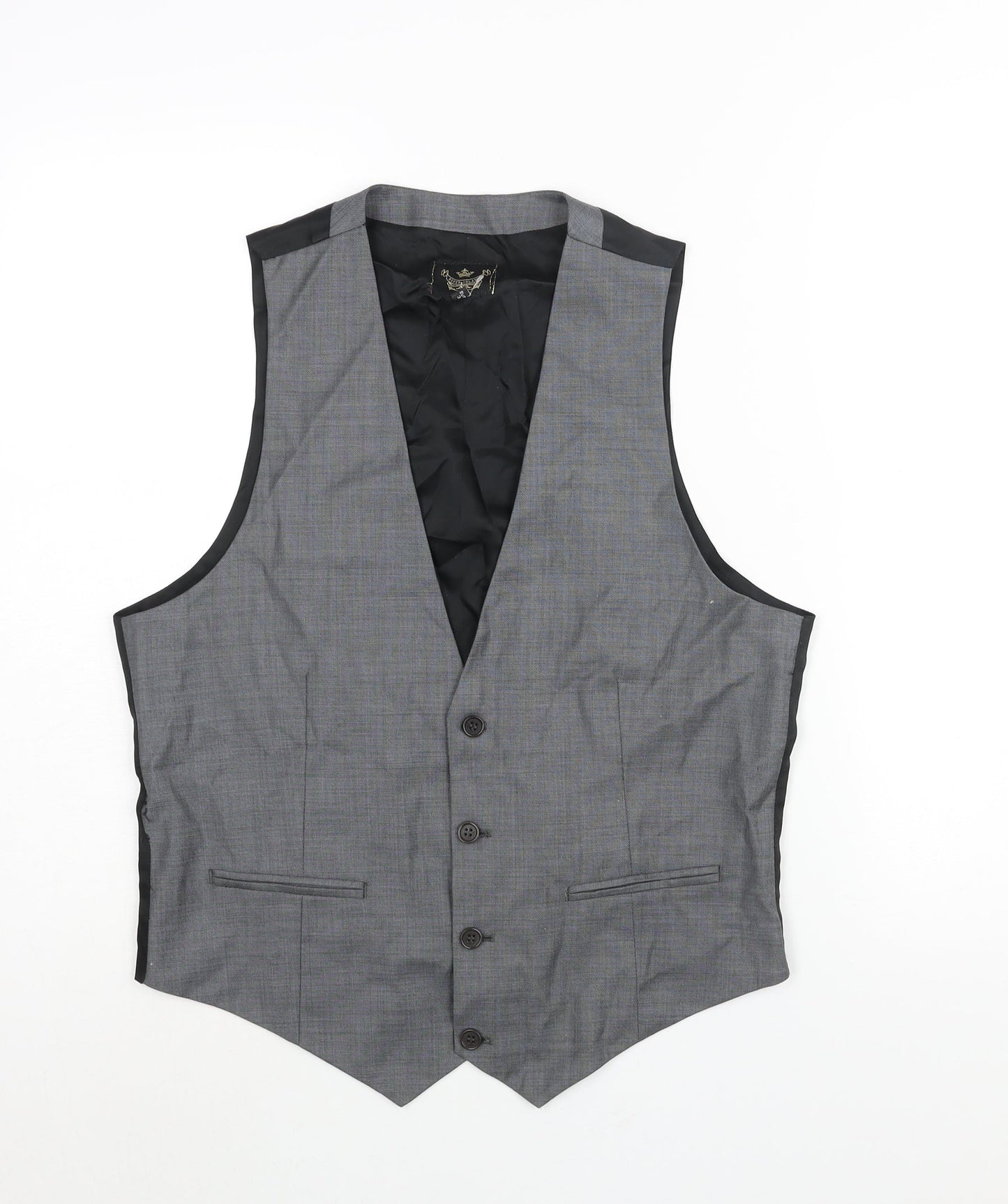 River Island Mens Grey Wool Jacket Suit Waistcoat Size M Regular