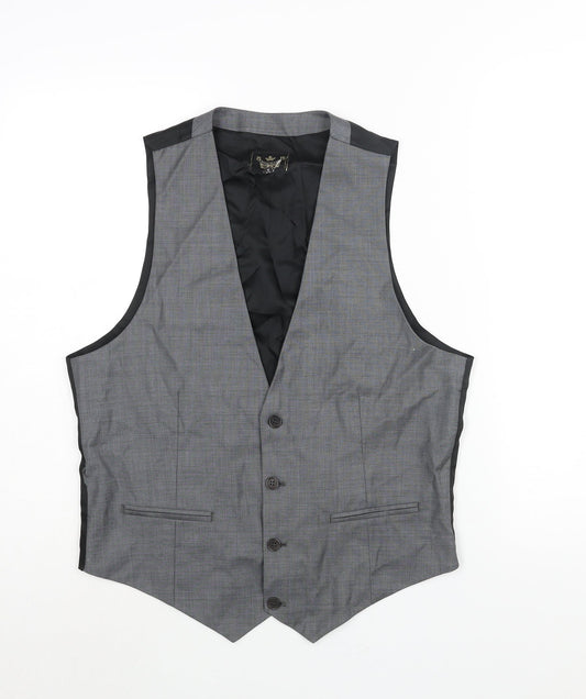 River Island Mens Grey Wool Jacket Suit Waistcoat Size M Regular