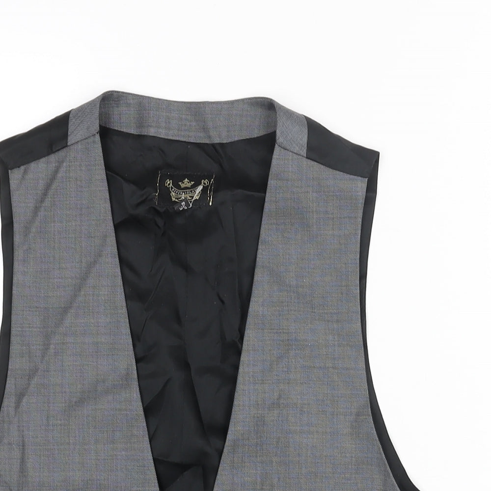 River Island Mens Grey Wool Jacket Suit Waistcoat Size M Regular
