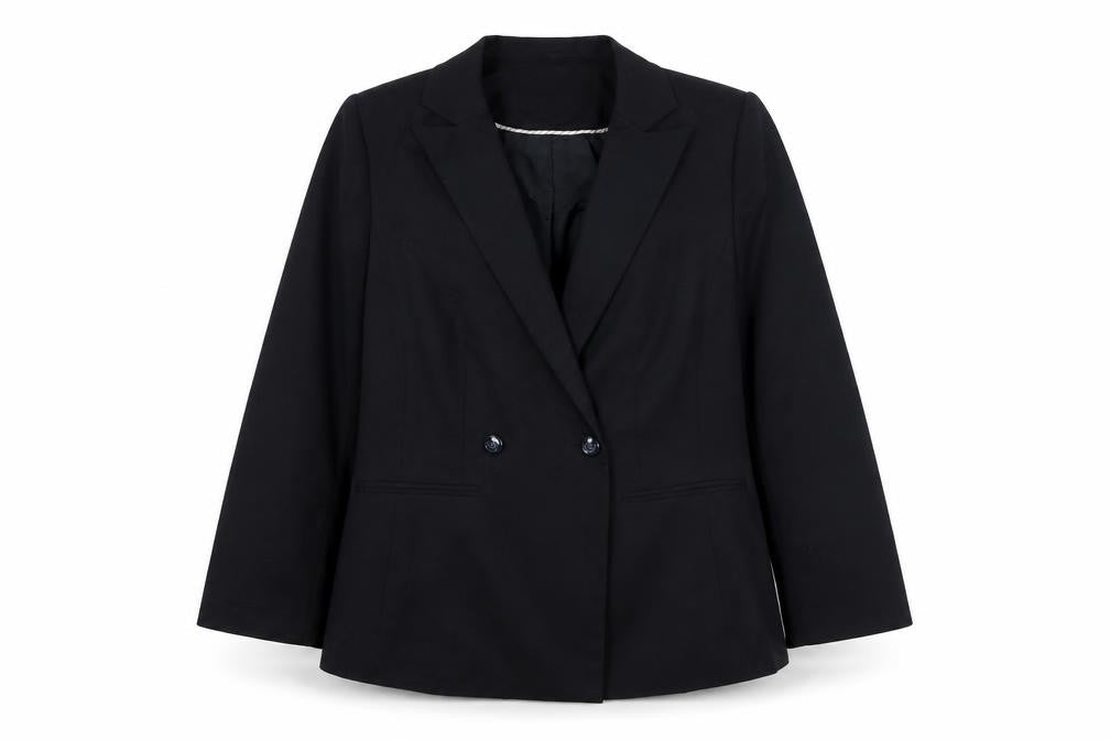 Ann Harvey] Womens Black Polyester Jacket Suit Jacket Size 16