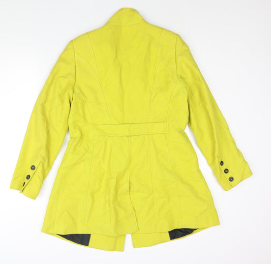 Per Una Womens Yellow Overcoat Coat Size 14 Button