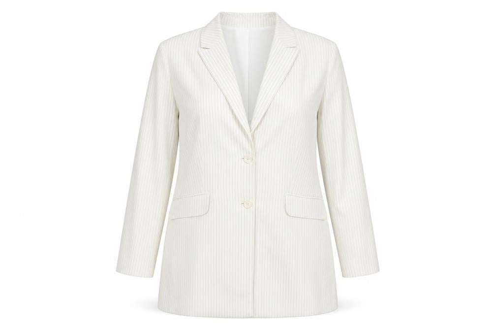 Marks and Spencer Womens Ivory Pinstripe Polyester Jacket Suit Jacket Size 16