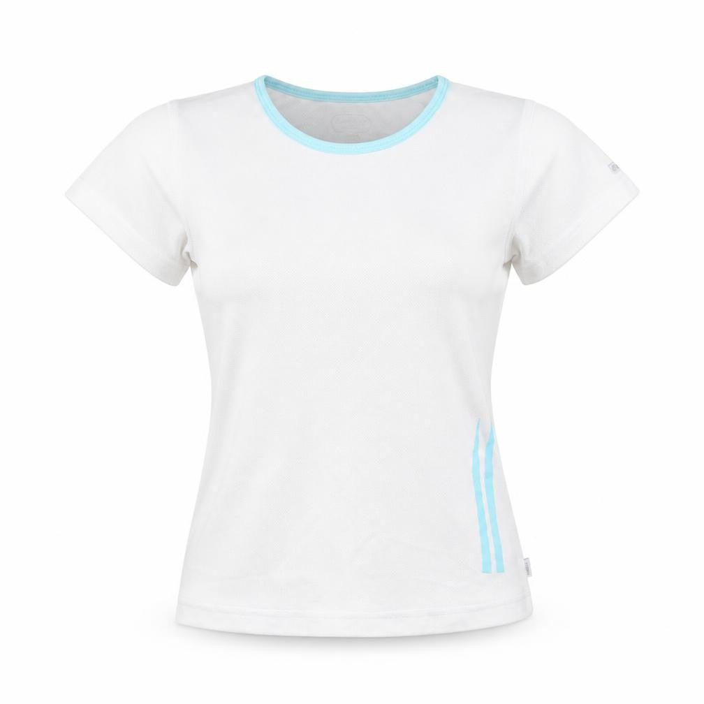 Lotto Womens White Polyester Basic T-Shirt Size 10 Round Neck Pullover - Stripe Detail