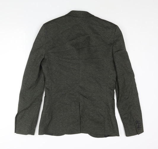 Topman Mens Green Viscose Jacket Suit Jacket Size 36 Regular