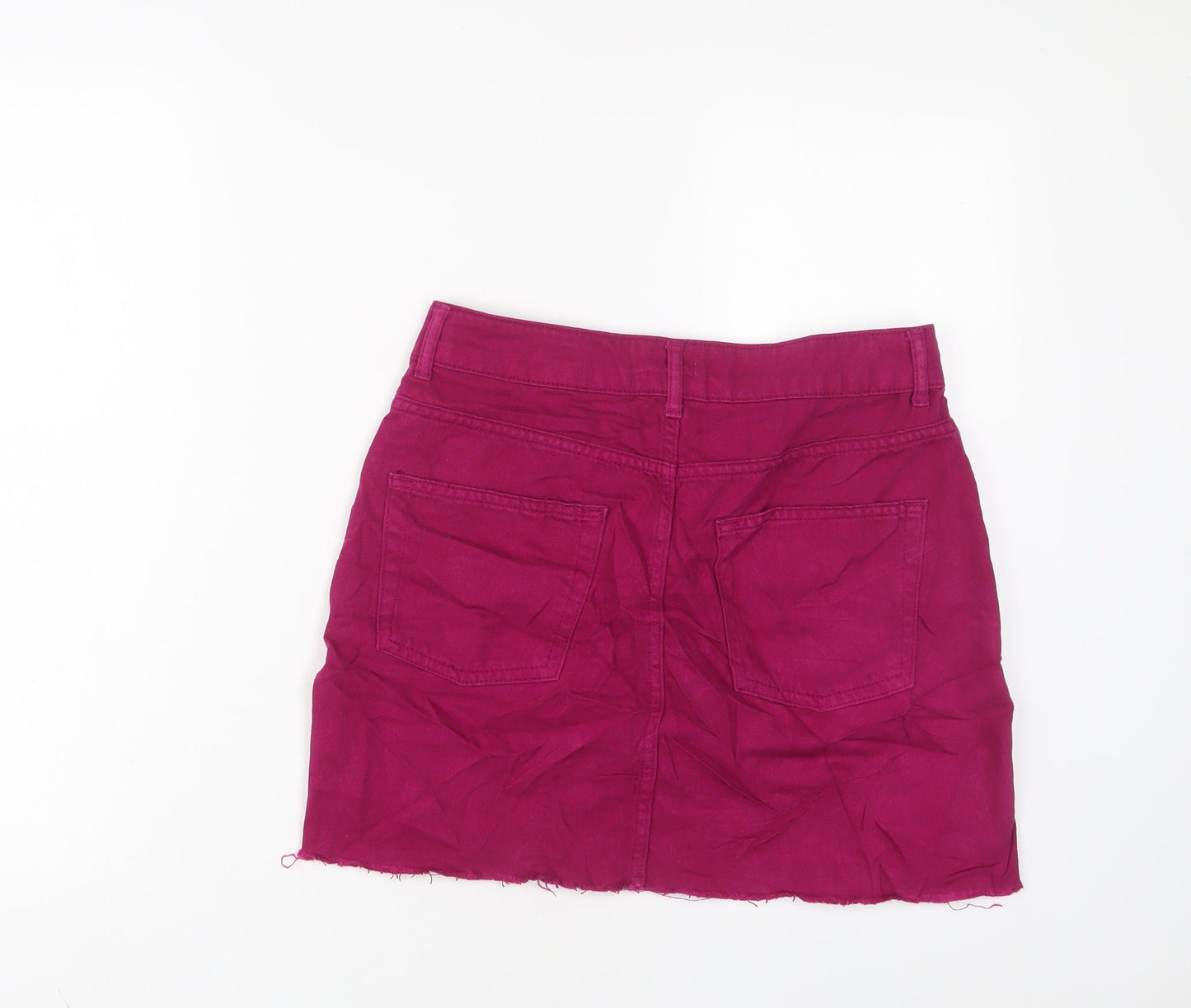 Topshop Womens Purple Cotton A-Line Skirt Size 10 Zip